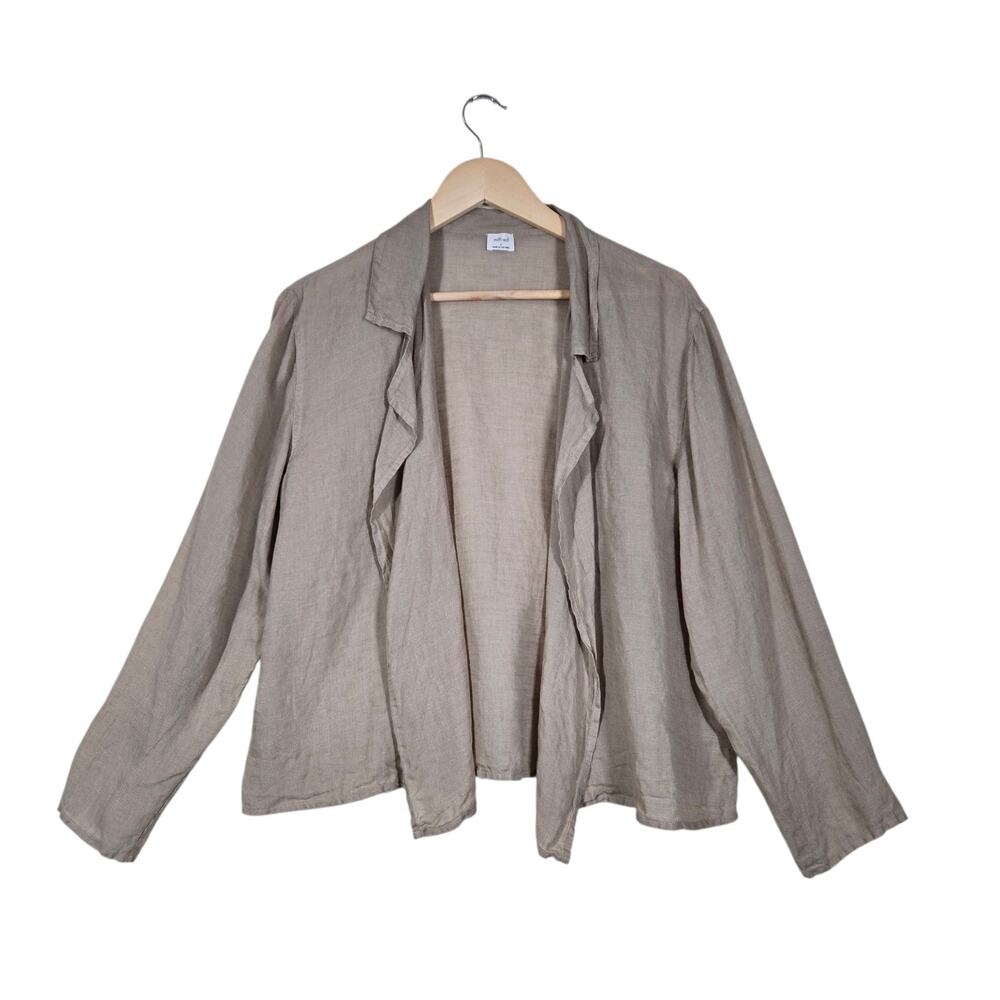 Wilfred Proposal Cropped Linen Jacket S Taupe Khaki Minimalist Aritzia Blazer